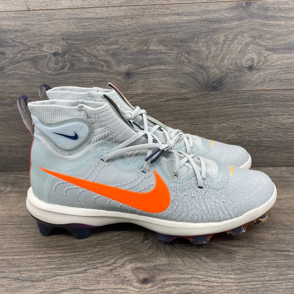 Nike Alpha Huarache NXT Mid Mens 15 Grey Orange Baseball Cleats HF1132-001